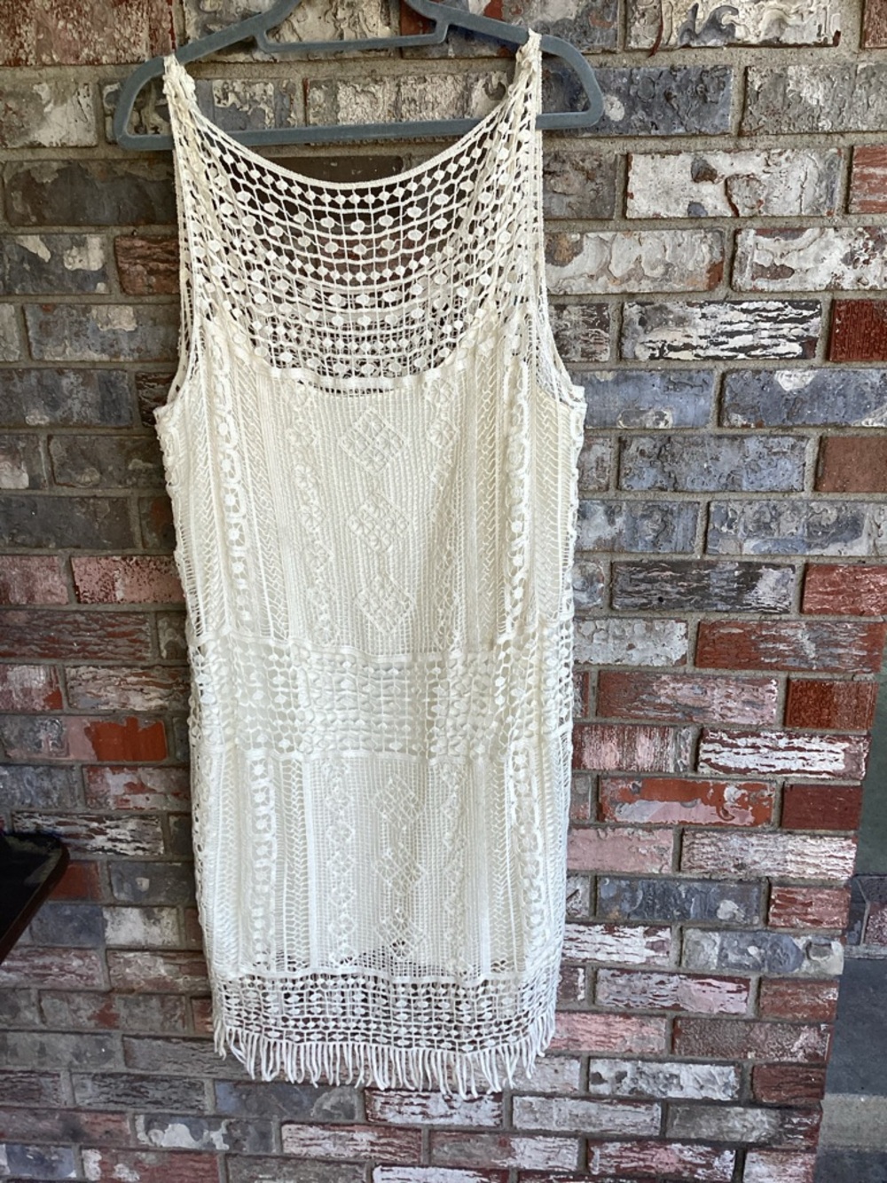 Ralph Lauren Cream Crochet Fringe Midi Dress